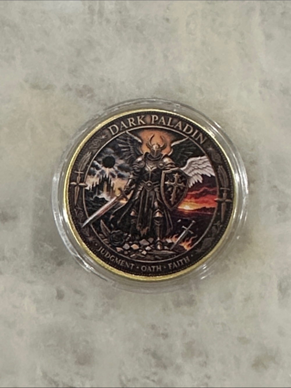 Dark Paladin Decorative Coin - Black and Gold Accent